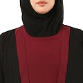 Dual colored layered abaya- Black-Maroon